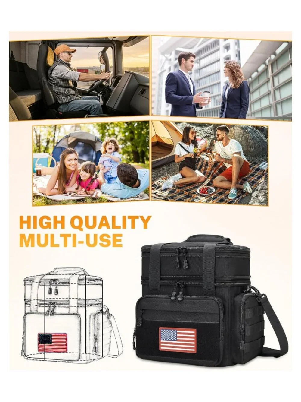 Tactical Lunch Box Insulated Double Deck Large Lunch Bag Leakproof